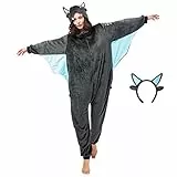 corimori (Spark der Drache Damen & Herren Onesie Jumpsuit Kostüm Gr. 160-170cm, Grau