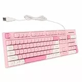 ciciglow USB-Tastatur mit Kabel, 3 Farben, Niedliche Gaming-Tastatur, 104 Tasten, Computertastatur für XP 7 8 10 11 für OS X (PINK)