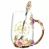 OEAGO Geschenke für Tante von Nichte, Neffe, Teetasse, cooles Geburtstagsgeschenk, Emaille, Blume, Glasbecher, Weihnachten, Muttertag, neue Tante, Ankündigung gefördert