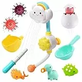 Badespielzeug, CUTE STONE Wolken-Dusche Badespielzeug Set mit Angelspiel, eine Schildkröte, EIN Dinosaurier-Ei und einen Löffel und ist perfekt für kreatives Wasserspiel bei Kleinkindern.