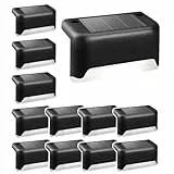 Solpex Solarleuchten für außen, 12 Stück Schwarz Solarleuchte Garten, Treppenlicht, wasserdicht, LED Beleuchtung für Außentreppe, Stufen, Zaun, Hof, Terrasse, Dachrinne, Weg, Dekoration, (Weiß)