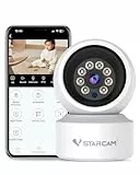 VSTARCAM 3MP 2K QHD Überwachungskamera Innen, 360° Indoor Hundekamera mit APP, Automatische Verfolgung, 2-Wege-Audio, Bewegungserkennung, Farb-Nachtsicht zu 9m, bis zu 256 GB lokaler Speicher