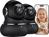 litokam Little elf Überwachungskamera 2 Stück, 2K Babyphone mit Kamera mit Bewegungserkennung, Nachtsicht, 2-Wege-Audio, WLAN Kamera Überwachung Innen für Hunde, Haustierkamera mit App, Alexa