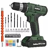 PULITUO 20V Akku-Bohrer, leistungsstarke Bohrer-Sätze, Drehmoment 30N, 21+1 Drehmomenteinstellung, 3/8' Zoll Keyless Chuck, 40pcs Bohrer, elektrische Bohrer mit 2.0AH Li-Ion Batterie und LED-Licht.
