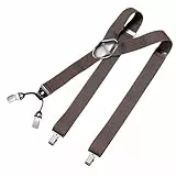 DonDon Hosenträger Herren extra stark dunkelbraun 3,5 cm Hosenträger Herren breit mit brauem Leder in Y-Form lang - Starke Clips passend für Anzug Jeans Chinos Vintage Rockabilly Suspenders