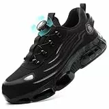 Sicherheitstrainer, Stahlkappe, Arbeitssneaker für Herren und Damen, bequeme leichte Arbeitsschuhe, Gummi-rutschfeste Sohle, Sicherheitsschuhe, Schwarz , 45 EU