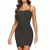 Joyshaper Miederkleid Stark Formend Damen Shaping Unterkleid Shapewear Kleid mit Trägern Bauch Weg Figurformendes Unterröcke Formkleid Enge Miederrock Formende Kleider Shape Rock Schwarz Large