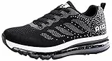 frysen Herren Damen Sportschuhe Laufschuhe mit Luftpolster Turnschuhe Profilsohle Sneakers Leichte Schuhe BlackWhtie 37
