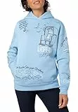 Eight 2 Nine Damen Hoodie Kapuzenpullover Allover Küstenprint Light-Blue M