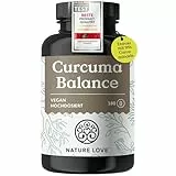 NATURE LOVE® Curcuma Balance - 180 Kurkuma Kapseln - hochdosiert 1500mg - 95% Extrakt - schwarzem Pfefferextrakt 10mg mit 90% Piperin/Tagesdosis - vegan, laborgeprüft und in Deutschland produziert