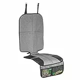 reer Kindersitz-Unterlage TravelKid MaxiProtect, Autositz-Schutzunterlage mit Rückenlehnen-Schutz, rutschfeste Unterlage, ISOFIX geeignet, für alle herkömmlichen Modelle, grau