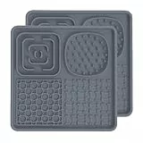 AODALIY Silikon Schleckmatte für Hunde Katze [frei von BPA]+[Upgrad Extra großer Saugnapf] Leckmatte Hund Slow Feeder, Hund Lick Mat Haustier Futtermatten für Hundeleckerli und Katzenfutter(Grau+Grau)