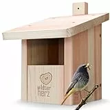 wildtier herz I Vogel Nistkasten Rotkehlchen, Rotschwänzchen aus Massiv-Holz - Verschraubt, Nistkästen für Vögel, Halbhöhle für Gartenrotschwanz, Vogelhaus Wetterfest