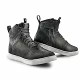 SHIMA REBEL 2.0 Motorrad Schuhe Herren Leder Belüftet Motorradstiefel Protektoren Sneaker Rutschfeste Sohle Knöchelstütze Seitlicher Reißverschluss Bikerboots (Männer, Belüftet Grau, 43)