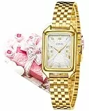 CIVO Vintage Armbanduhr Damen Gold: Rechteckiges Gehäuse mit Römischen Ziffern - Damenuhr Edelstahl für Hochzeiten, Jubiläen, Formelle Anlässe