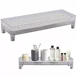 Badezimmer Tablett Weiß Rechteckig Kosmetiktabletts Badezimmer Aufbewahrungstablett Plastik Deko Tablett für Waschtisch, Badewanne, Küchenspüle und Toilette, 35 x 12 cm