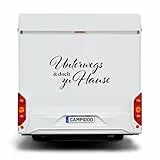 CAMPIDOO Fahrzeug Aufkleber „Unterwegs und doch Zuhause“ | für Wohnmobil, Wohnwagen oder PKW, Fahrzeugaufkleber Spruch | Länge/Farbe: 30cm / Anthrazit - 932