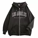 Übergangsjacke Damen Jacke Softshelljacke Für Herbstjacke Kapuzenjacke Baumwolle Hoodie Sweatjacke Mit Kapuze Collegejacke Y2k Zip Up Felljacke Lange Oversize Herbst Reißverschluss,Black,Schwarz,L