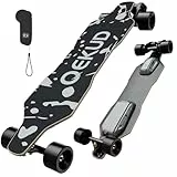 Qekud S4 Elektro-Skateboard für Erwachsene und Jugendliche - 2000W Motor 4 Geschwindigkeitsmodi - Fernbedienung mit OLED mit Display - Schwarz