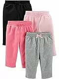 Simple Joys by Carter's Baby-Mädchen 4-Pack Fleece Pants, Rosa/Schwarz/Grau Meliert, 3-6 Monate (4er Pack)