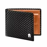 SPARTANO Herren Geldbörse, Herren Wallet mit RFID-Schutz, mit Münzfach, Portemonnaie mit 11 Kreditkartentasche und 2 Geldscheine (Carbon/Orange)