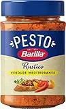 Barilla Pesto Rustico Mediterraneo 1 x 200g | Glutenfreie Italienische Pasta-Sauce mit Zucchini, Paprika und Tomaten, vegane / vegetarische Nudel-Soße, rotes Pesto