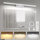 APONUO LED Spiegelleuchte mit Schalter, 18W 80cm 1800LM 3000K-6000K Dimmbare Badezimmerspiegelleuchte mit Fernbedienung Edelstahl Schminkbeleuchtung IP44 800mm Wandleuchte Bilderleuchte