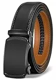 BULLIANT Gürtel Herren, Gürtel Ratsche Ledergürtel Automatikschließe für Herren Anzug Business Kleidung,Breit 35mm,Größe Angepasst(Schwarz-115cm/32-38' taille verstellbar)