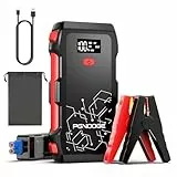 PGNOOGE 26800mAh 6000A Auto Starthilfe, 12V Starthilfegerät für Bis zu 10.0L Diesel und Alle Benzinmotoren, Mit LED-Anzeige & Taschenlampe