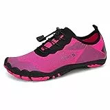 DANNTO Herren Aquaschuhe Wasserschuhe Badeschuhe Kinder Yoga Badeschuhe Strandschuhe Schnell Trocknend Surfschuhe Schwimmschuhe mit rutschfeste Sohlen Neoprenschuhe Barfuß Schuhe für Damen(Rose-K,41