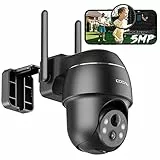 COOAU 5MP Überwachungskamera Aussen Akku, Kabellos WLAN IP Kamera Outdoor mit Intelligente PIR-Personenerkennung, Nachtsicht in Farbe, Audio- und Lichtalarm, H.265-Videokomprimierung, Schwarz