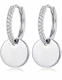Ecripe Ohrringe Silber 925 hängend für Damen, Hypoallergen Double Circle Silber Ohrringe Creolen Schmuck Geschenke (A-Zirkon)