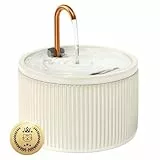 Keimi Katzenbrunnen Keramik 2.1L, Trinkbrunnen für Katze, Leiser Wasserspender für Haustiere, Katzenbrunnen mit Filter, Hygienisch & leicht zu reinigen, Relief-Design in Beige