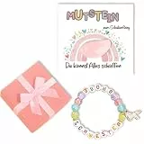 LandReCol 4 Stück Set Einschulung Geschenk Schüler, Rosa Mutstein mit elastischem Armband und Grußkarte, Schultüte Füllung für Schulkind 2026