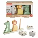 Fisher-Price Baby und Kleinkinder Stapel- und Sortiert-Tierwelt aus Holz, 10 Holzteile für die spielerische Entwicklung ab 1 Jahr, HXV04