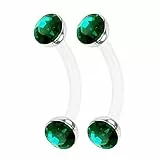 KJM FASHION 2 STK Flexibel Acryl Banana Barbell 1.2mm - 2 8mm 5/16 Inch 3mm Halbe Kugel Daith Lip Labret Helix Ohrringe Rook Piercing Schmuck 0919