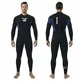 Owntop Herren Neoprenanzug 3/2mm - Vorderer Reißverschluss Voll Tauchanzüge, Stretch Pro Neopren-Nassanzug Thermische Volle Länge Tauchhaut zum Surfen Schnorcheln, Herren Blau 3XL