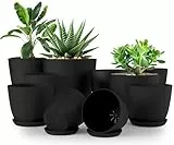 Utopia Home 10er-Pack Blumentopf 18/17/15/13/12 cm Übertopf mit Untertasse Für Küche, Balkon Blumentöpfe mit Untertasse Gartenpflanzen Sukkulenten, für Zimmerpflanzen Schwarz.