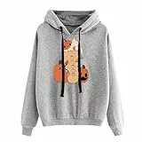 Winter-Kapuzenpullover für Männer und Frauen, gemütlicher Fleece-Pullover mit Kordelzug, lässige, lockere Passform, Grafikdesign für Herbst, Weihnachtsfeier, Outdoor-Aktivitäten Der (Grey, XL)