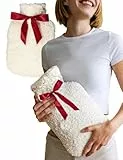 Kuschel Wärmflasche mit Bezug aus extra weicher Bio-Baumwolle Made in Germany - Wärmeflasche Flauschig Hot Water Bottle lange warm zur Schmerzlinderung - easy and green® (2 L)