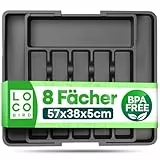 Loco Bird Besteckkasten für Schubladen ausziehbar bis 50cm - Besteckeinsatz aus Kunststoff verstellbar - Besteck Organizer Küche - Schubladeneinsatz Küche - Cutlery Organizer