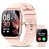 CASCHO Smartwatch Damen Herren, 1.85' HD Smart Watch, 115+ Modi, Fitness Tracker mit Bluetooth Telefonie, Schrittzähler Uhr mit bis zu 30 Tage Standby für iOS und Android - Rosa Rose
