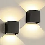 ZHMA Aussenleuchten Hauswand 2 Stück Einstellbarer Lichtstrahl,12W 3000K Warmweißes Licht Wandlampe Up and Down Leuchten Innen/Aussen Wasserdicht IP65 für Wohnzimmer,Balkon,Schlafzimmer,Flur,Schwarz