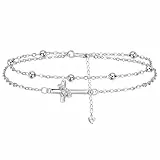 J.MUEN Kreuz Armband Damen 925 Sterling Silber,Religiöses Christliches Glaubens Armkette Schmuck für Freundin Frau Mutter Tochter