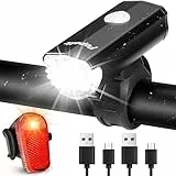Popolic Fahrradlicht Set LED StVZO-30/15 LUX Fahrradbeleuchtung Set 360° Beleuchtung-IPX4 Wasserdicht mit USB Akku Fahrradlampe Bis zu 10h-Frontlicht & Rücklicht für Erwachsene Kinder