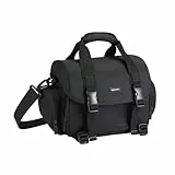 Amazon Basics Schultertasche für SLR-Kamera und Zubehör, Groß, Verstellbarer Gurt, Wasserdicht, Stoßfest, Einfarbig, Gepolstert - Schwarz/Orange