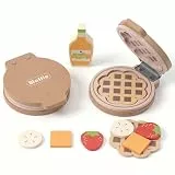 WOODENFUN Hölzerne Spielküche Zubehör für Kleinkinder, Waffel Spielen Set Lebensmittel Spielzeug, frühes Lernen Spielzeug Geburtstag Geschenke für Jungen Mädchen