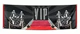 Boland 44155 - Banner VIP, Größe 74 x 220 cm, wiederverwendbare Fahne, Wand-Dekoration, Party, Location, Mottofete, Hollywood