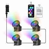 NATPOW Teichbeleuchtung LED Unterwasser, Unterwasserbeleuchtung RGB Unterwasser Teichlicht mit Bluetooth APP Fernbedienung, IP68 wasserdicht, Gartenbeleuchtung für Garten, Patio, Baum(4 in 1)