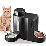 Gardner Pet Automatischer Futterspender für Katzen/Hunde 2 Näpfe(3L*2), Futterautomat Katze und Wasserspender Hund mit Edelstahlschüssel, Ohne Strom, BPA Frei, Gravitation Katzenfutter Automat Schwarz